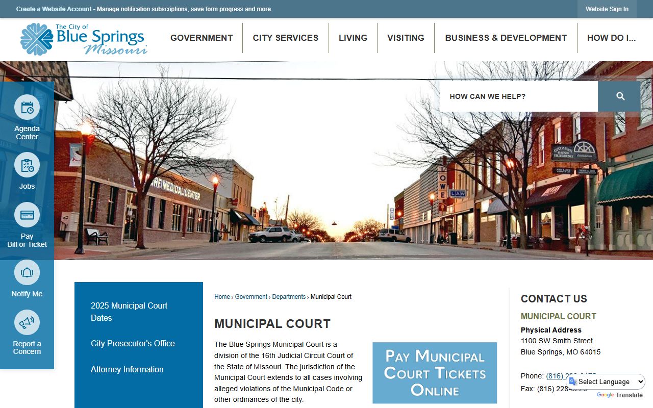 Blue Springs Municipal Court for criminal court records