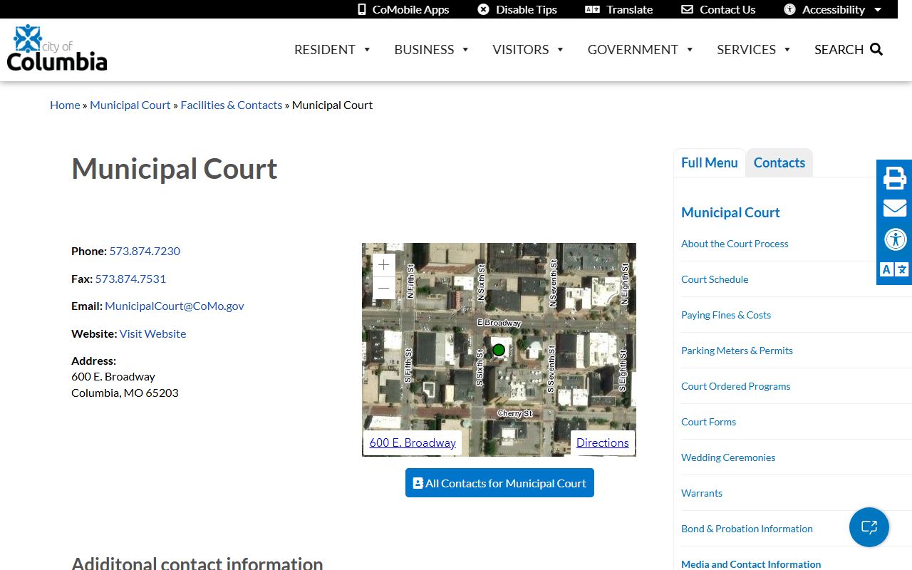 Columbia Municipal Court portal for criminal court records in Columbia