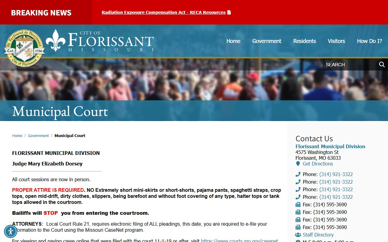 Florissant Municipal Court for criminal court records