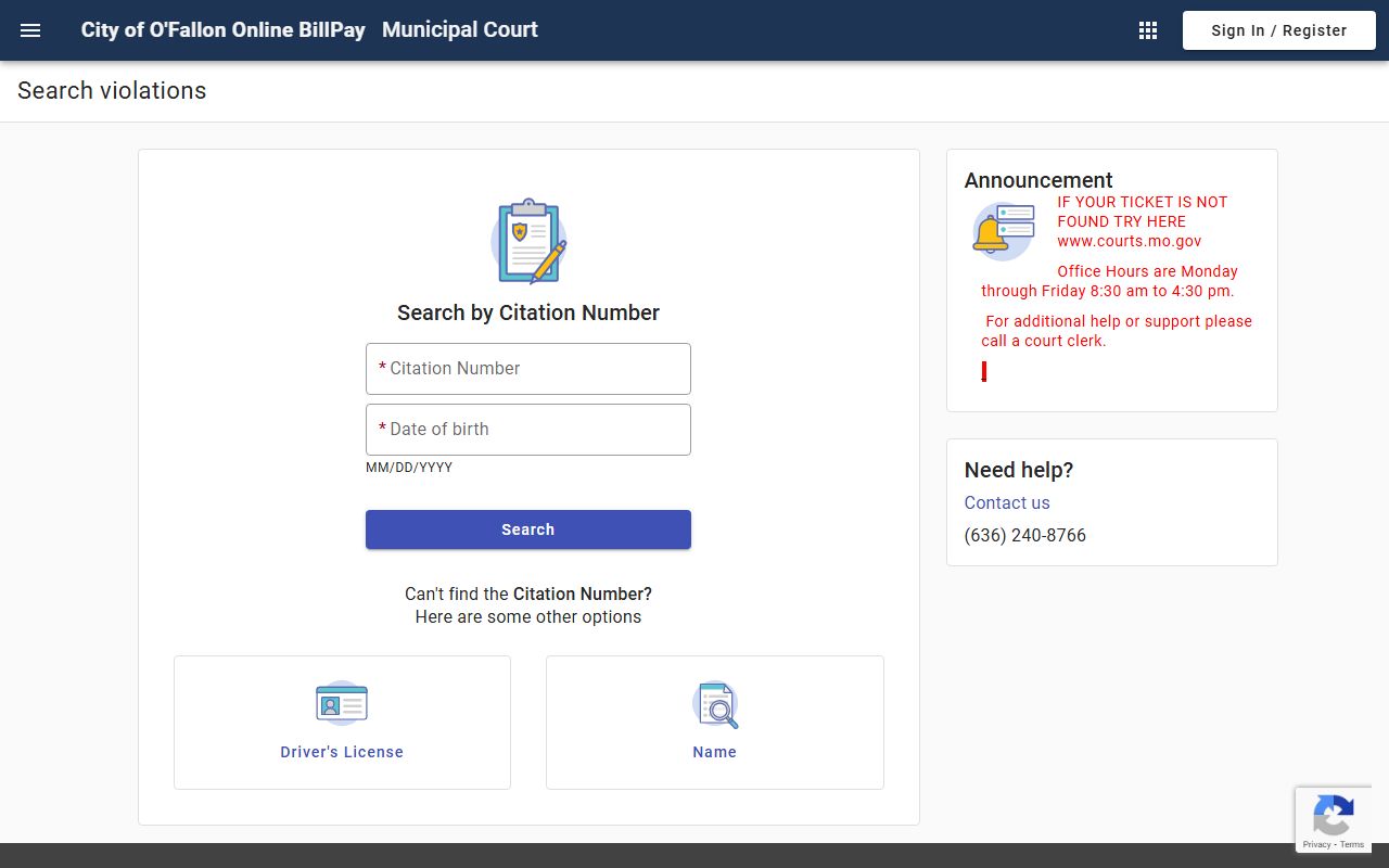 O'Fallon online payment portal for municipal court records