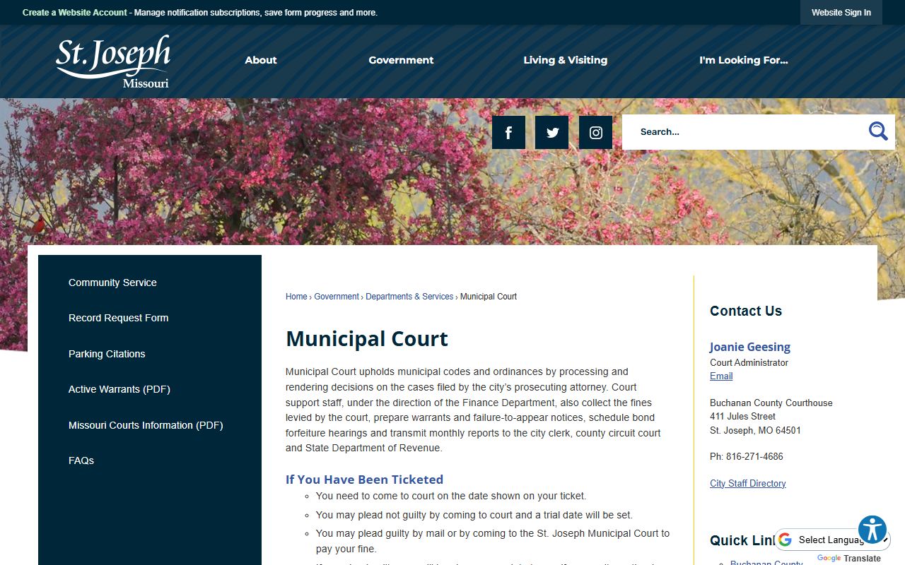 St. Joseph Municipal Court for criminal court records