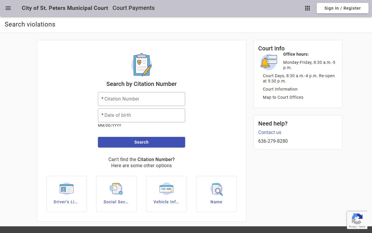 St. Peters online payment portal for municipal court records