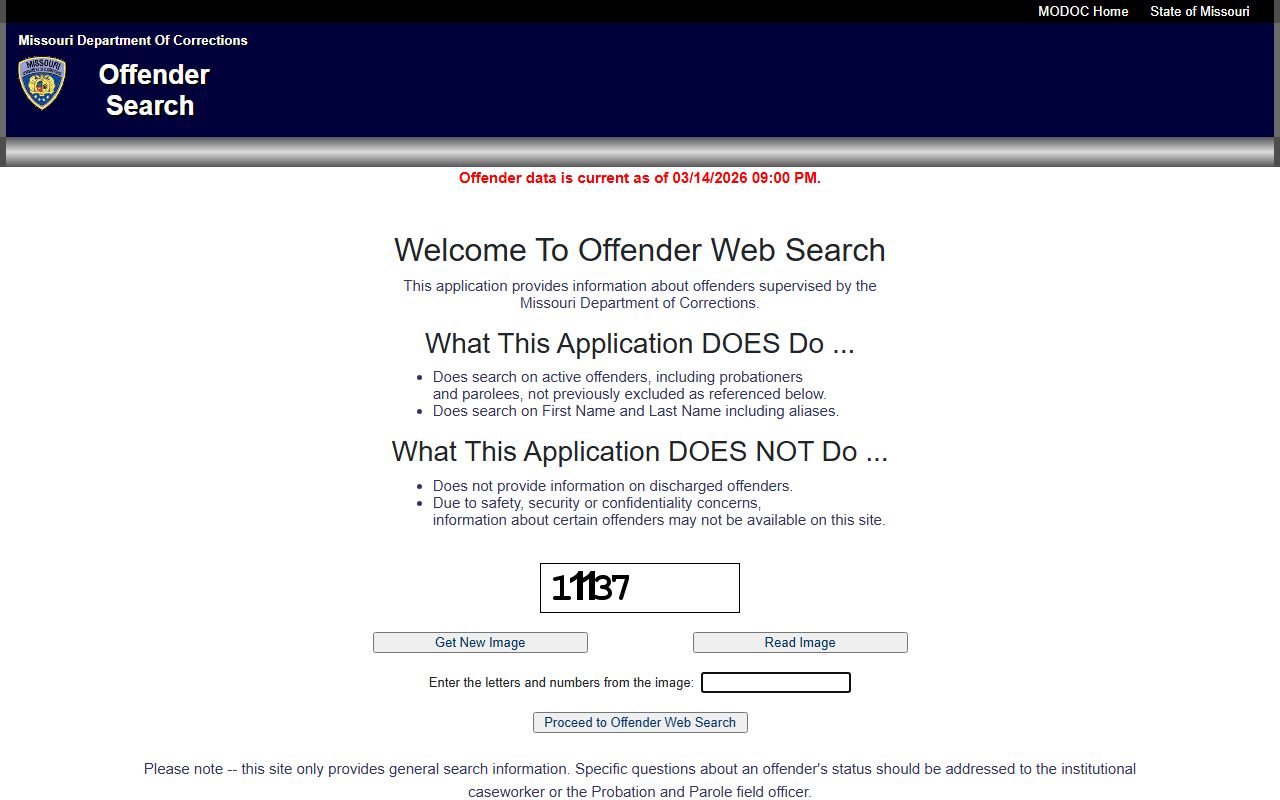 Missouri Department of Corrections offender search for Andrew County criminal court records