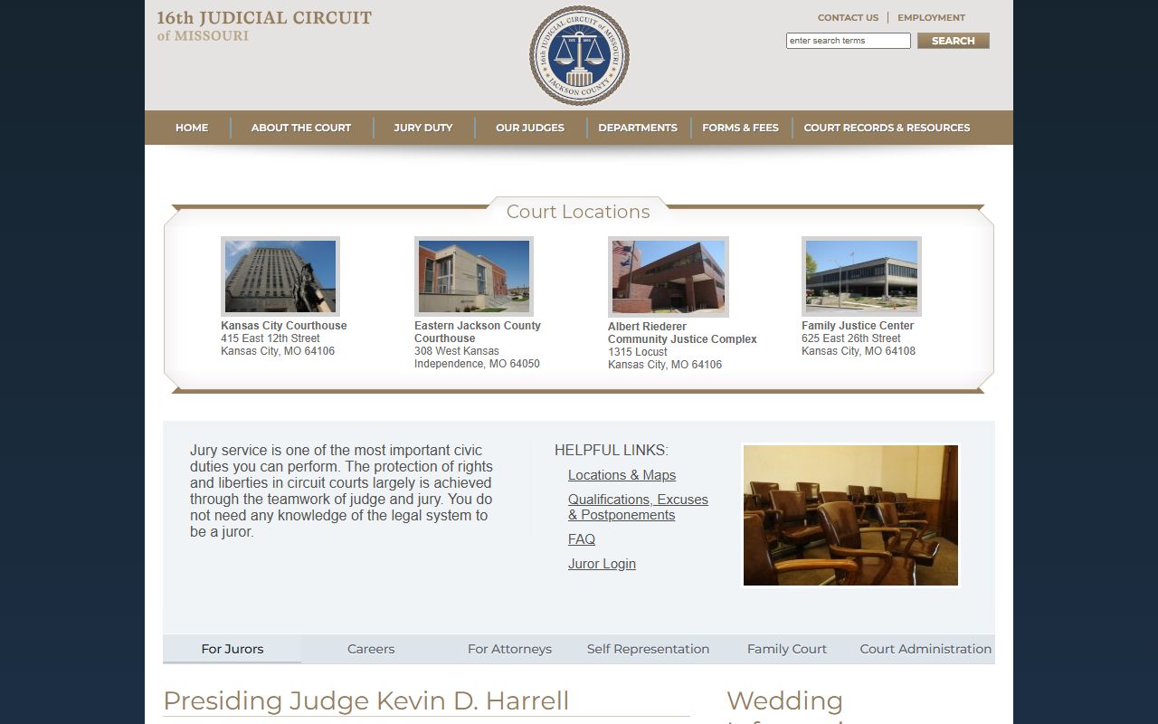 16th Judicial Circuit Court website for Jackson County criminal court records