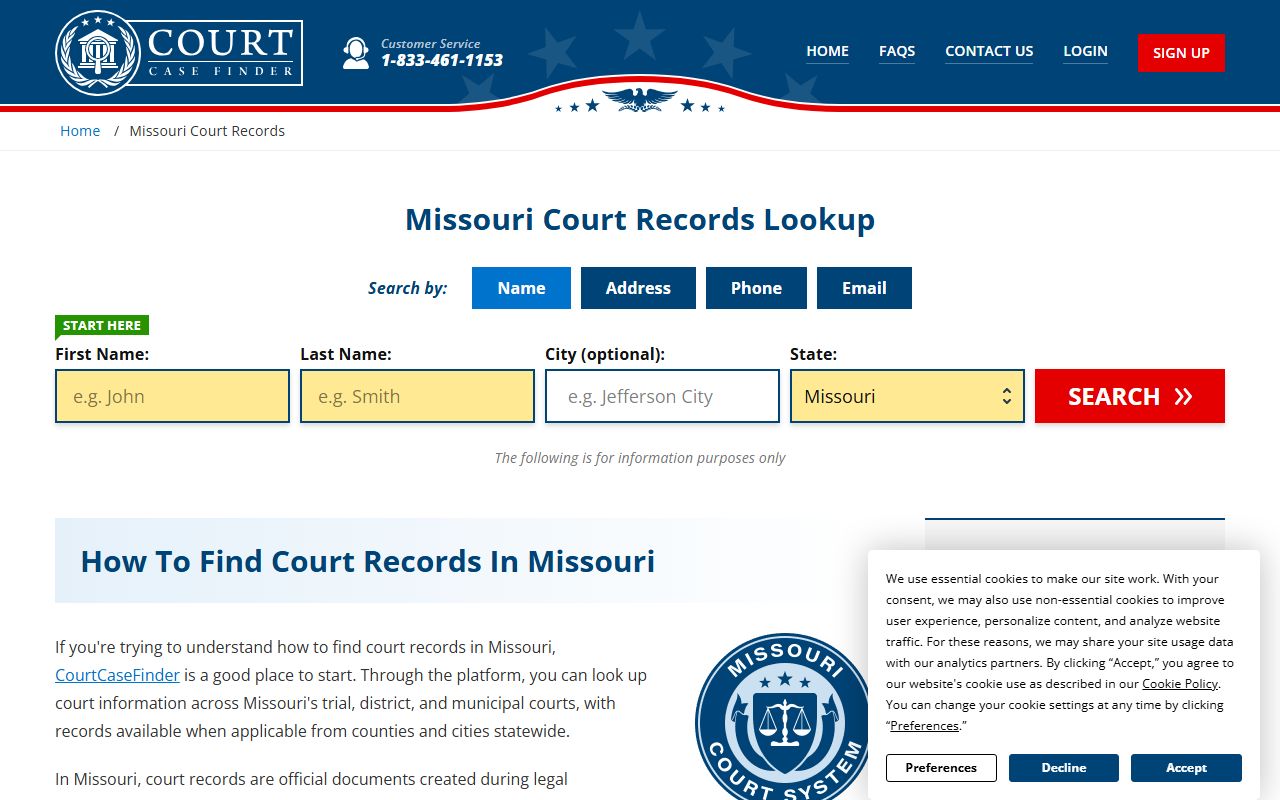 Missouri court records lookup for Madison County criminal court records