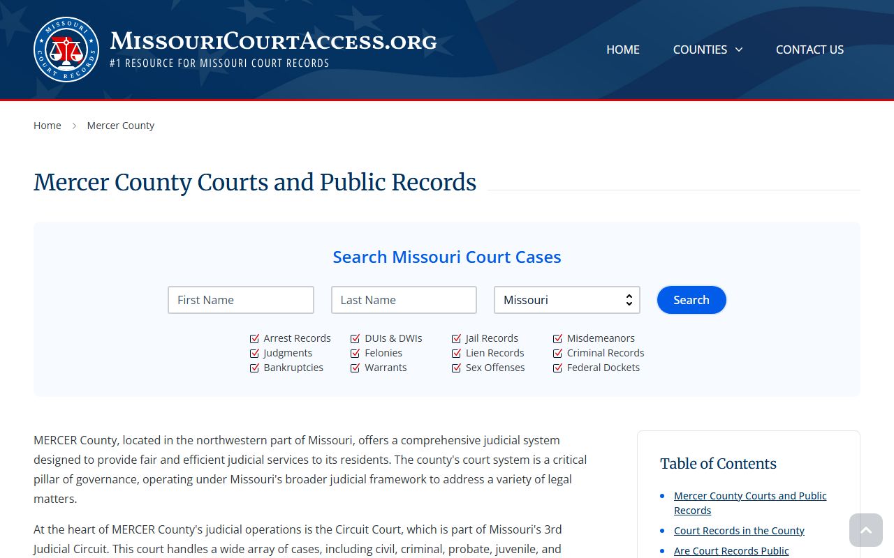 Mercer County records and case search for criminal court records
