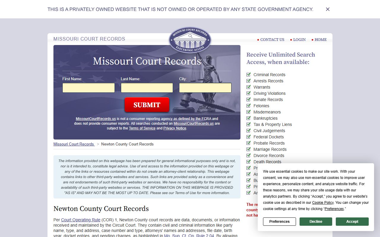 Newton County court records for criminal court records access