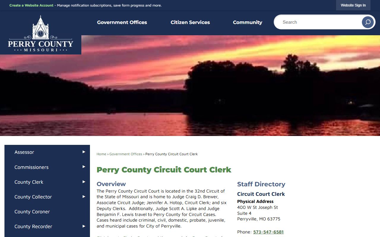 Perry County Circuit Court Clerk website for criminal court records