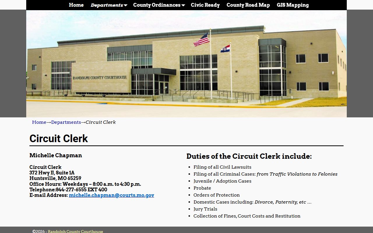 Randolph County Circuit Clerk website for criminal court records