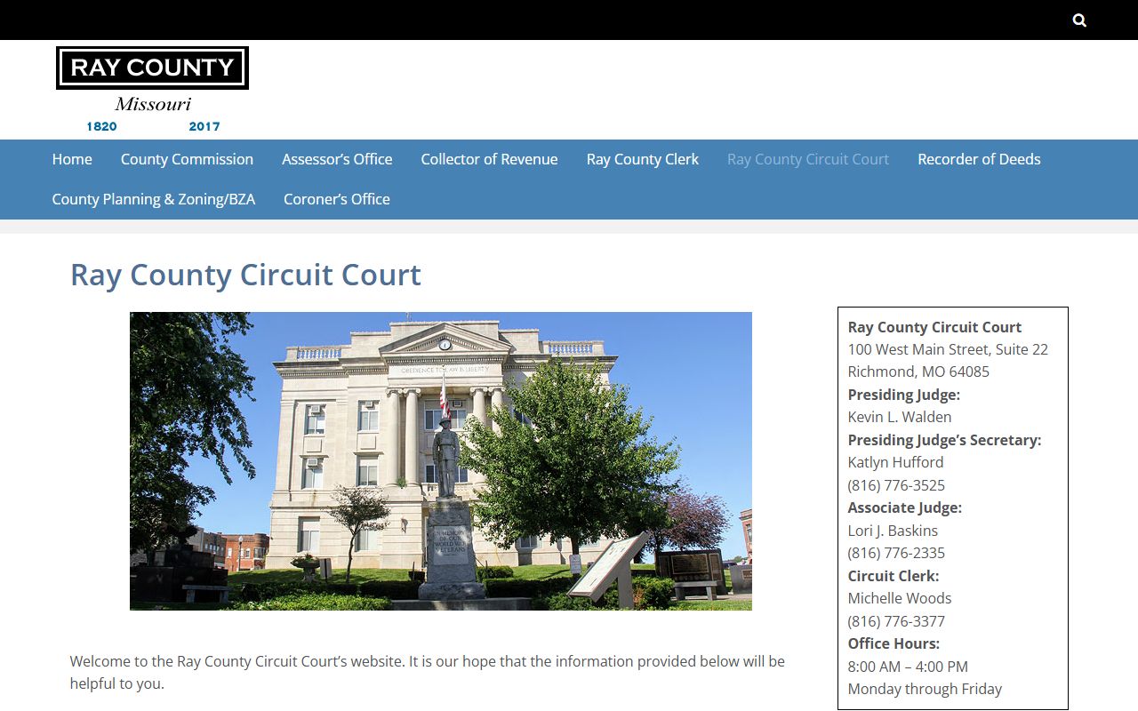 Ray County Circuit Court official website for criminal court records