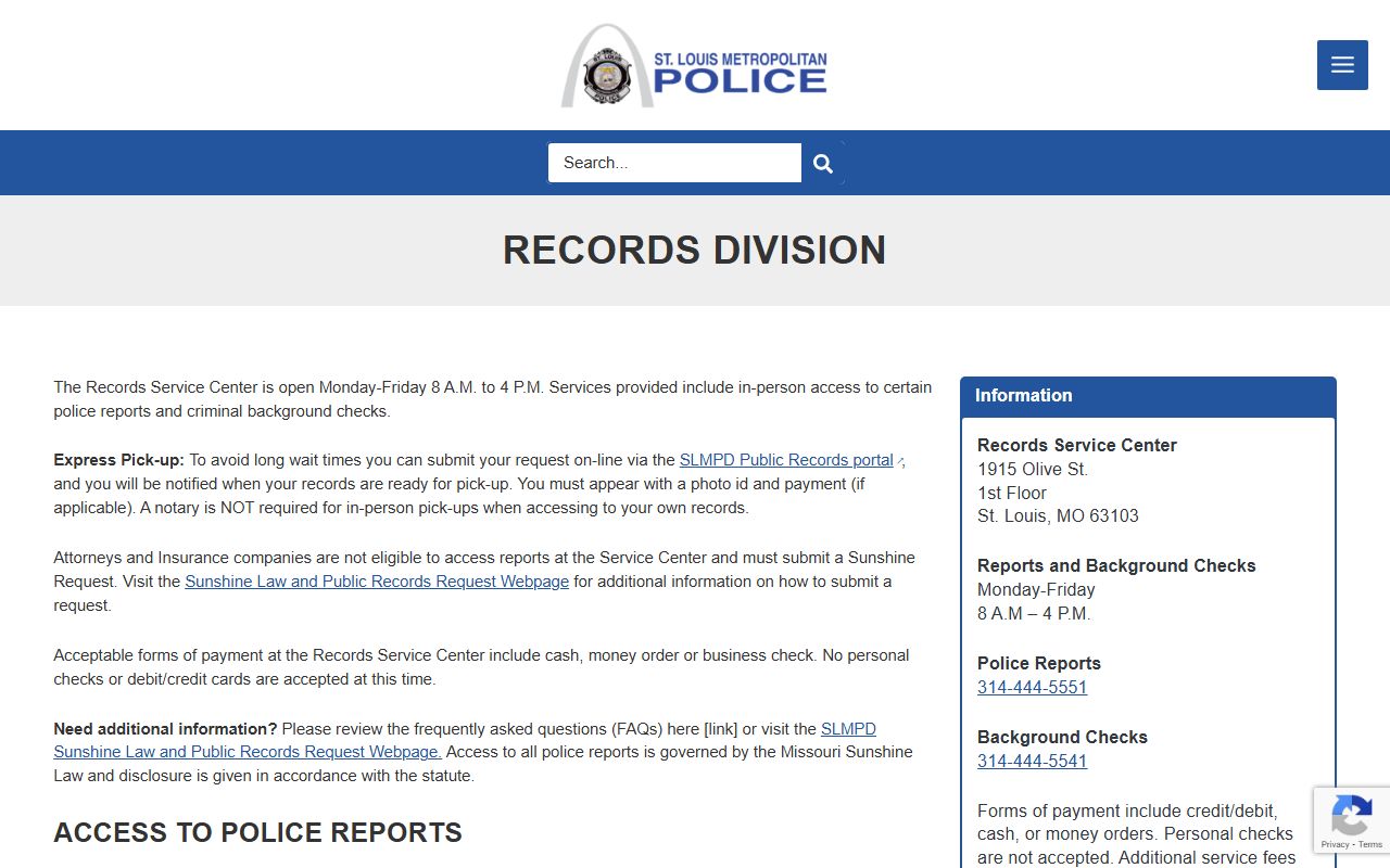 St. Louis Metropolitan Police records division