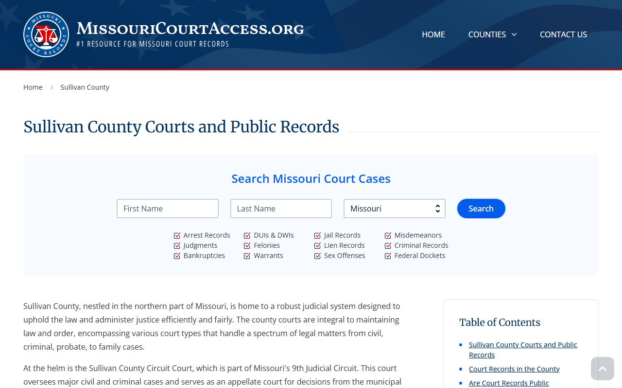 Sullivan County Missouri criminal court records search