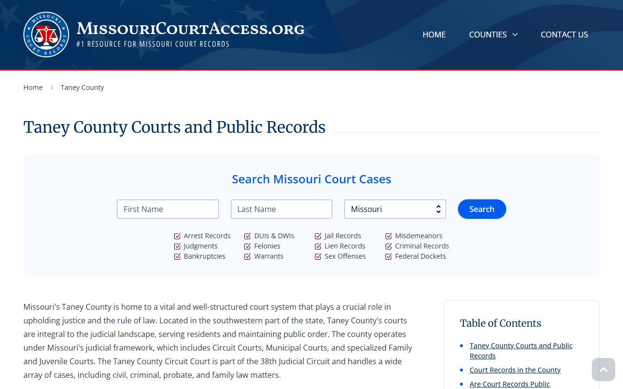 Taney County Missouri criminal court records search