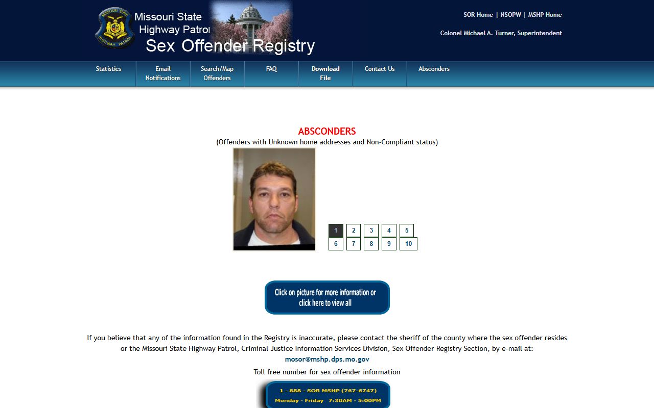 Missouri Sex Offender Registry search for criminal court records